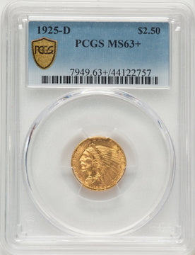 1925-D $2.50 Blue Gradient Indian Quarter Eagle PCGS MS63+