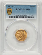 1925-D $2.50 Blue Gradient Indian Quarter Eagle PCGS MS63+