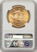 1908 $20 NO MOTTO Brown Label Saint-Gaudens Double Eagle NGC MS63+