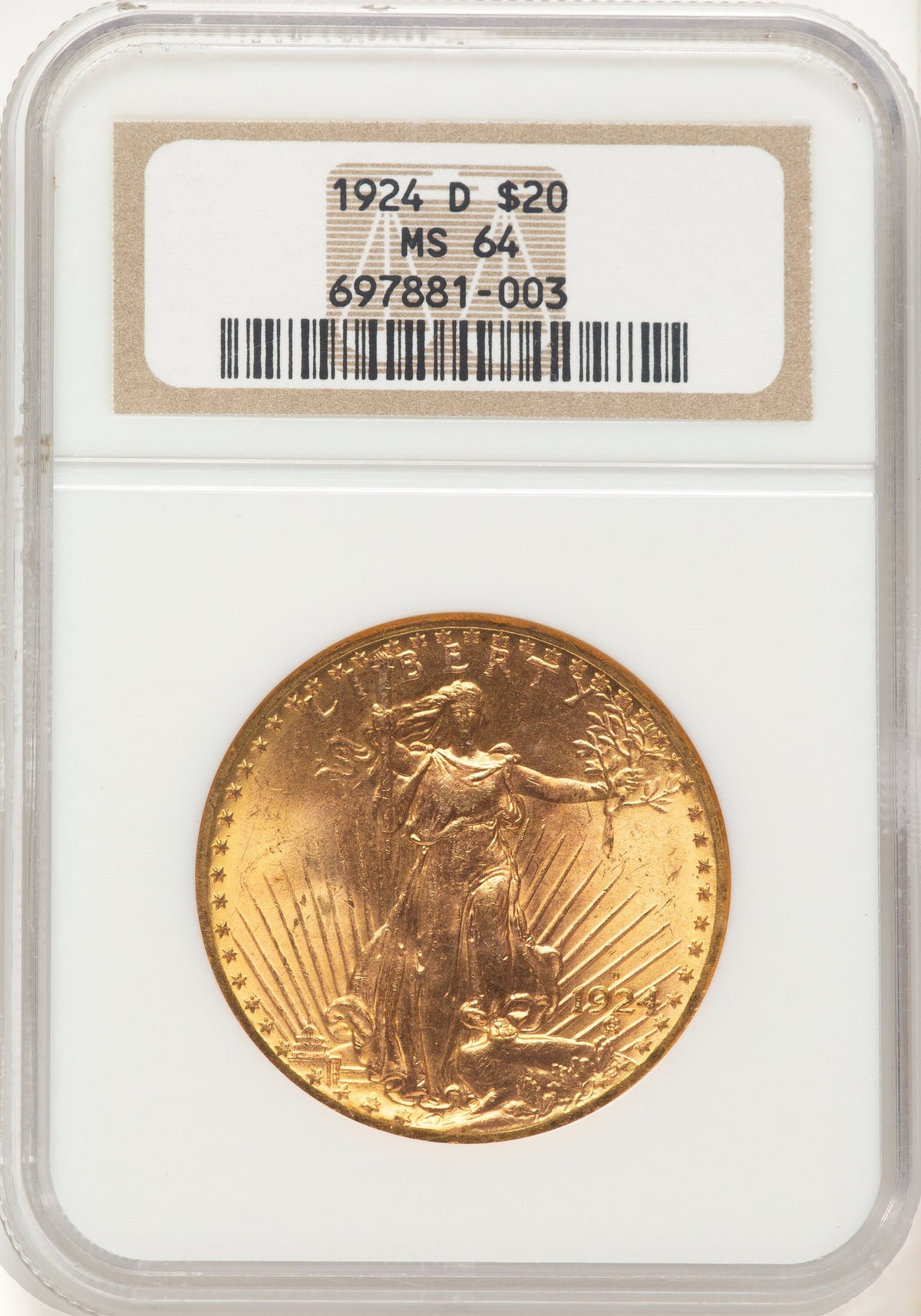 1924-D $20 Saint-Gaudens Double Eagle NGC MS64