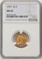 1929 $2.50 Indian Quarter Eagle NGC MS65