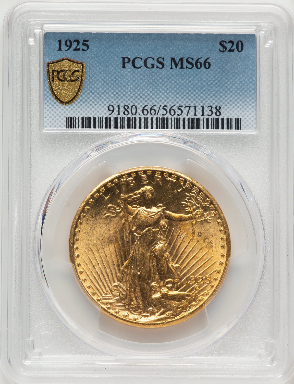 1925 $20 Saint-Gaudens Double Eagle PCGS MS66