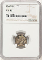 1942/1 10C FS-101 Mercury Dime NGC AU50