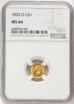1852-O G$1 Gold Dollar NGC MS64