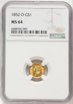 1852-O G$1 Gold Dollar NGC MS64