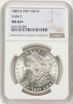 1887/6 $1 VAM-2 Morgan Dollar NGC MS65+