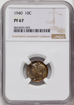 1940 10C Proof Mercury Dime NGC PR67