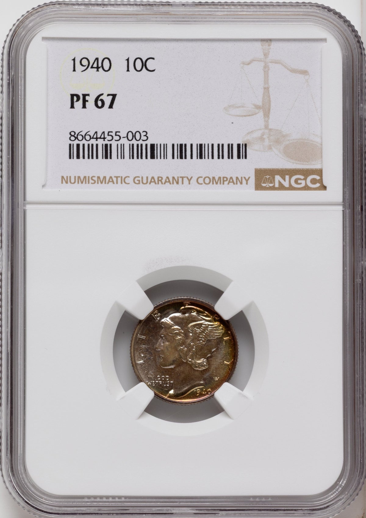 1940 10C Proof Mercury Dime NGC PR67