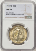 1939-D 50C Walking Liberty Half Dollar NGC MS67