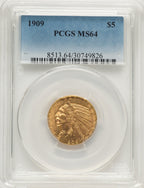 1909 $5 Indian Half Eagle PCGS MS64