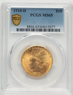 1910-D $10 Indian Eagle PCGS MS65