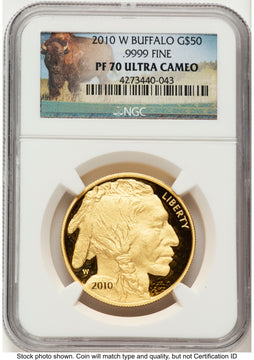 2010-W Proof Gold Buffalo 1 oz Bison Label NGC PF70