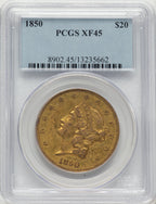 1850 $20 Blue Gradient Liberty Double Eagle PCGS XF45