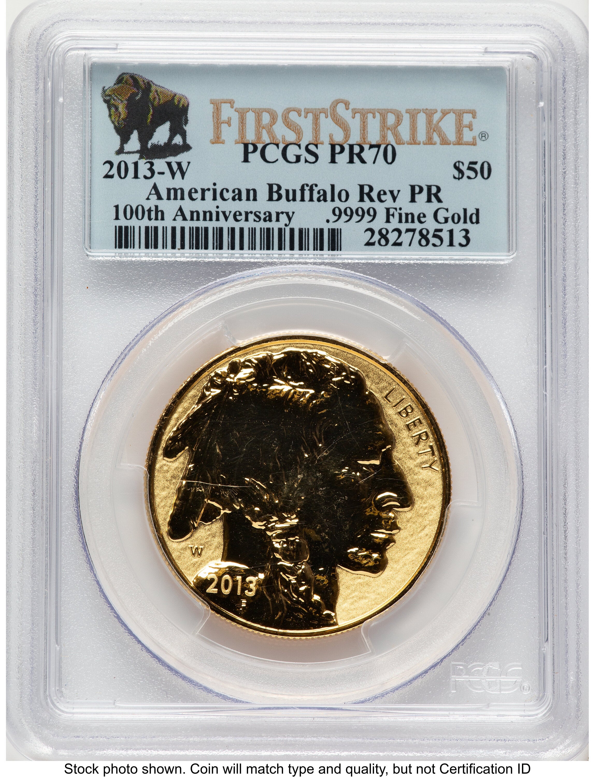 2013-W Reverse Proof Gold Buffalo 1 oz FS Bison Label PCGS PR70