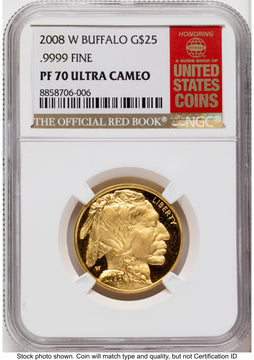 2008-W Proof Gold Buffalo 1/2 oz Red Book NGC PF70