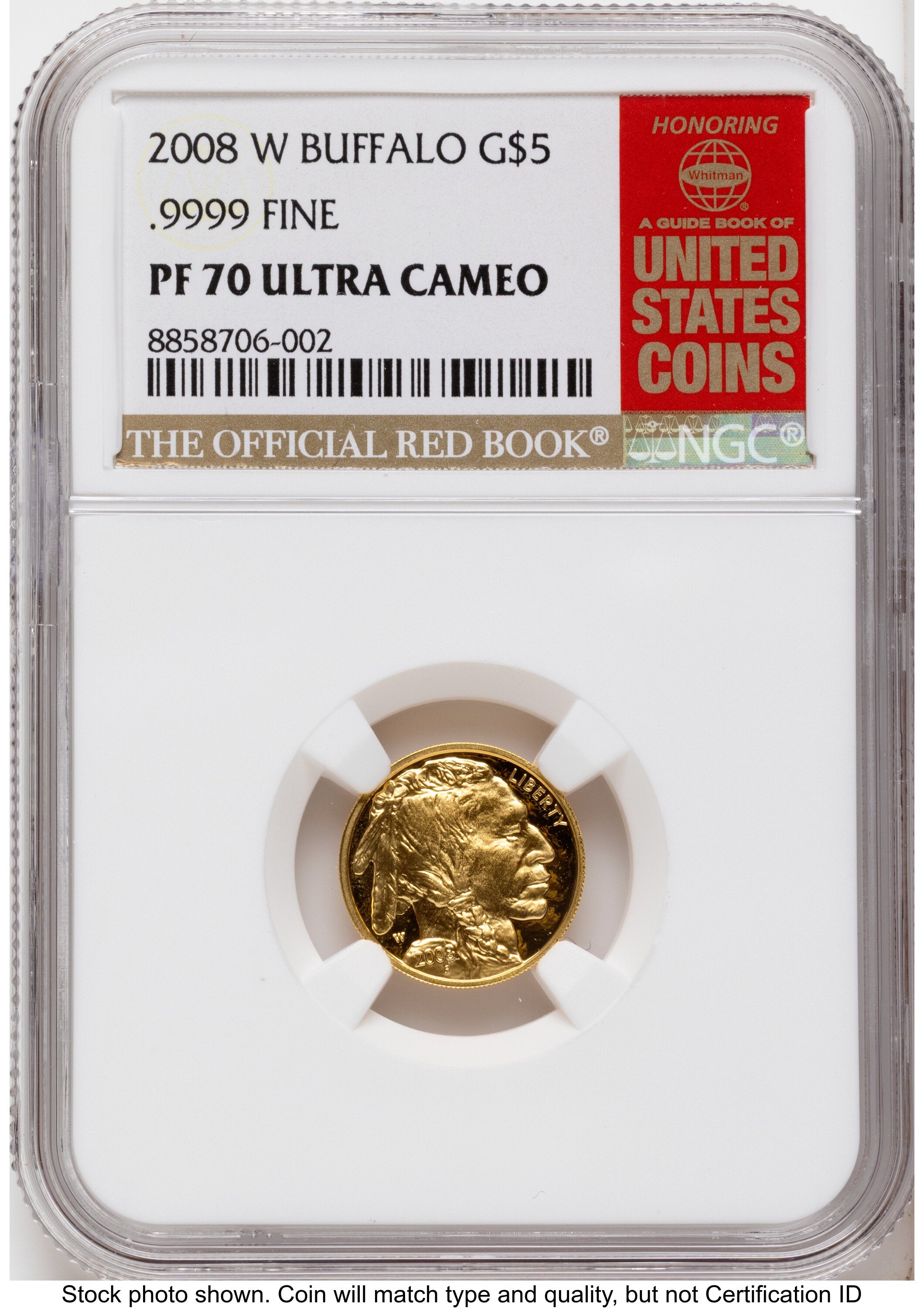 2008-W Proof Gold Buffalo 1/10 oz Red Book NGC PF70