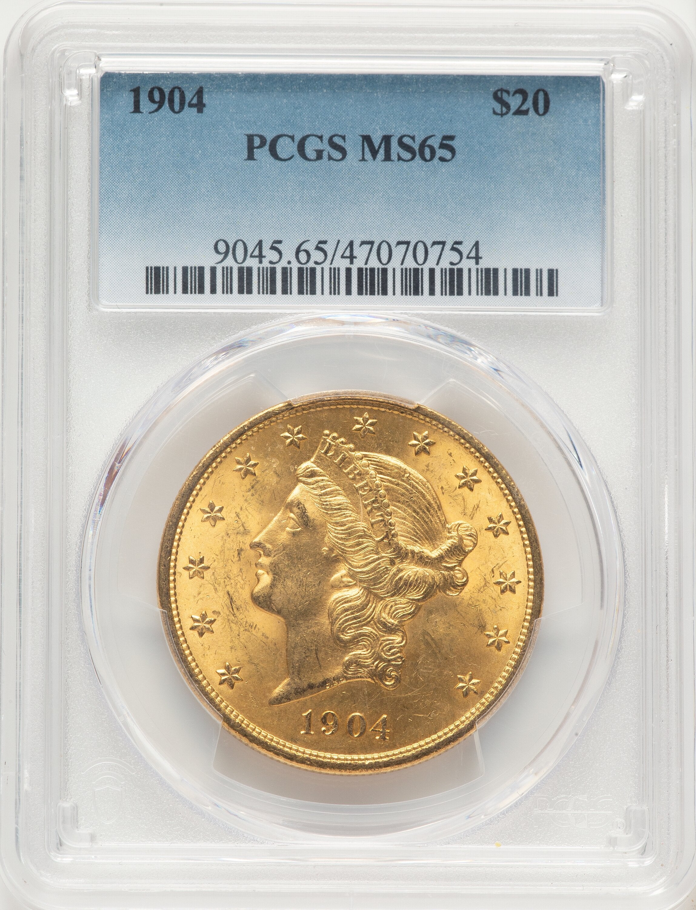 1904 $20 Liberty Blue Gradient Liberty Double Eagle PCGS MS65