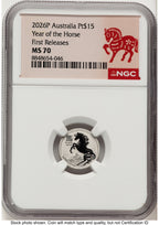 2026 Platinum Perth Lunar Horse 1/10 oz FR Horse Label NGC MS70