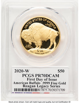 2020-W Proof Gold Buffalo 1 oz FDI Reagan Legacy Series Michael Reagan PCGS PR70