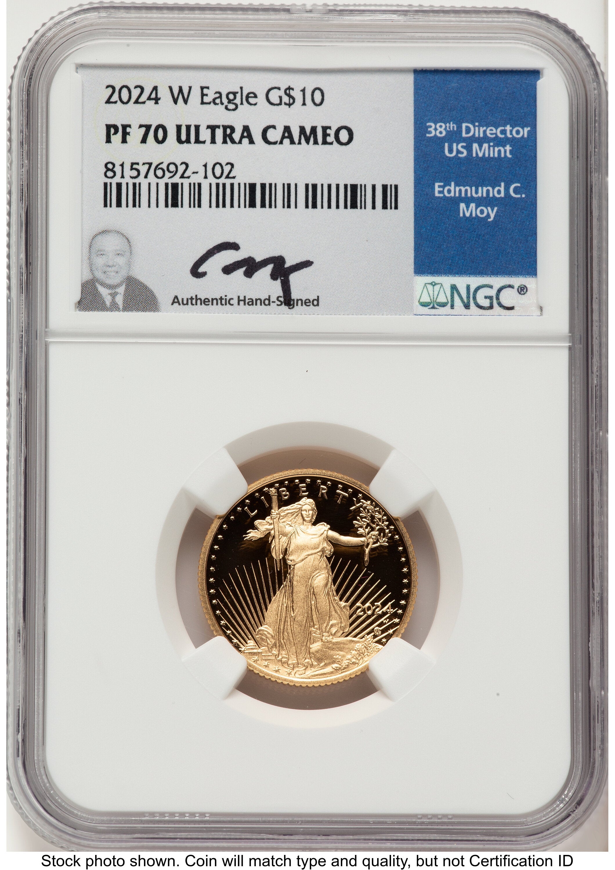 2024-W Proof Gold Eagle 1/4 oz NGC PF70 Ed Moy