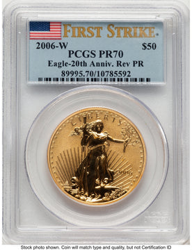 2006-W Reverse Proof Gold Eagle 1 oz FS Flag PCGS PR70