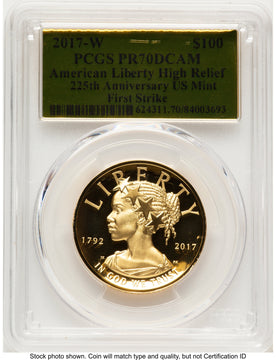 2017-W G$100 American Liberty High Relief FS Gold Foil PCGS PR70