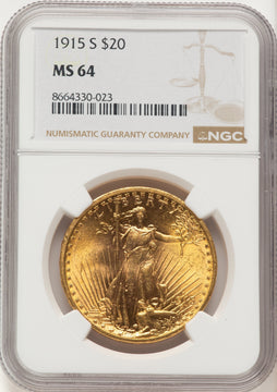 1915-S $20 Saint-Gaudens Double Eagle NGC MS64