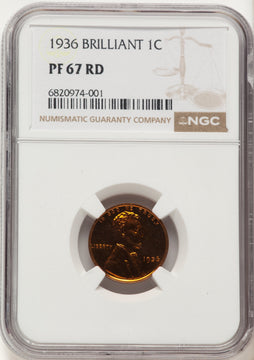 1936 1C TYPE 2 RD Proof Lincoln Cent NGC PR67
