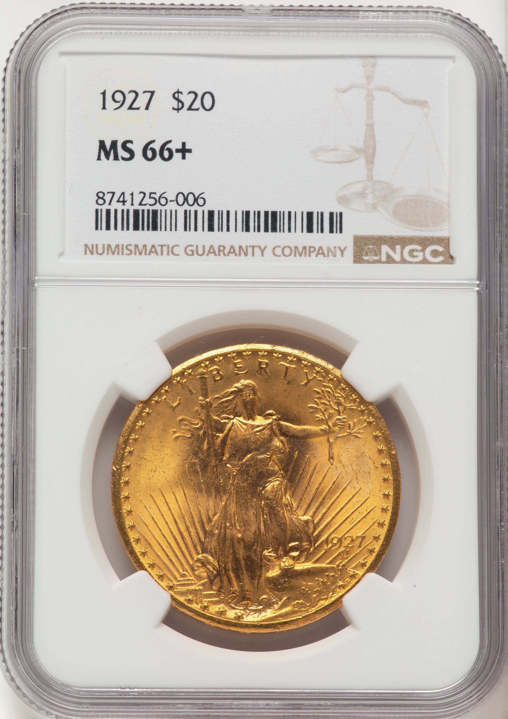 1927 $20 Saint-Gaudens Double Eagle NGC MS66+