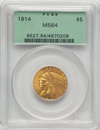 1914 $5 Indian Half Eagle PCGS MS64