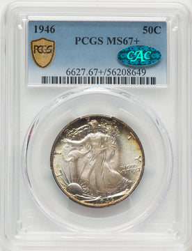 1946 50C CAC Walking Liberty Half Dollar PCGS MS67+