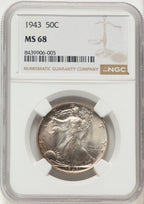 1943 50C Walking Liberty Half Dollar NGC MS68