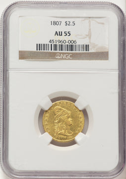 1807 $2.50 BD-1 R.3 Early Quarter Eagle NGC AU55