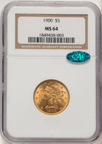 1900 $5 CAC Liberty Half Eagle NGC MS64