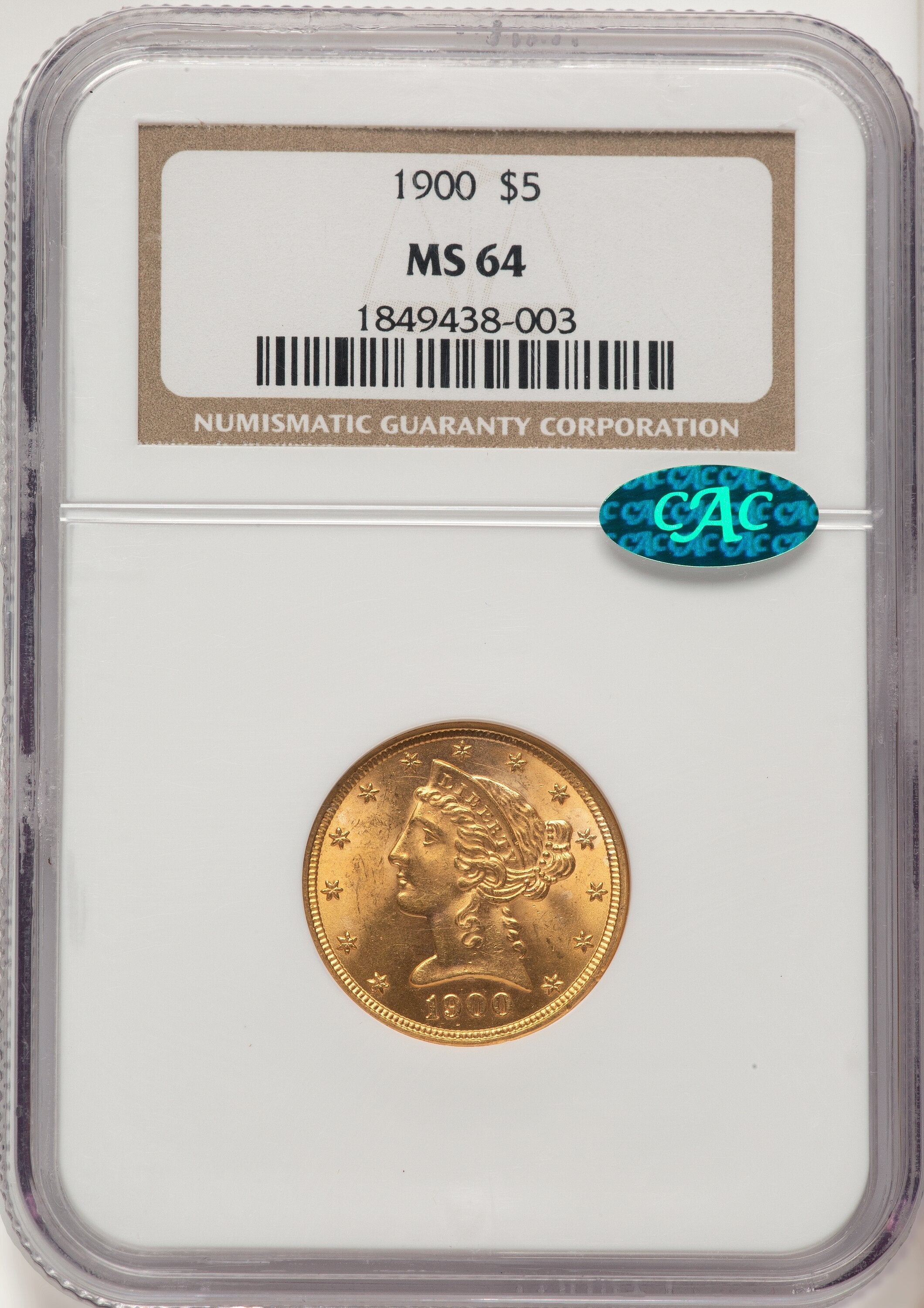 1900 $5 CAC Liberty Half Eagle NGC MS64
