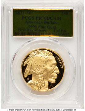 2021-W Proof Gold Buffalo 1 oz FDI Gold Foil PCGS PR70