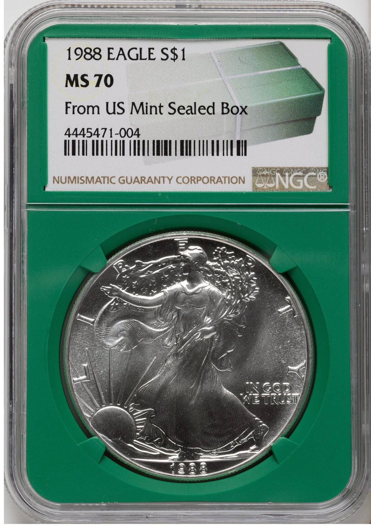 1988 Silver Eagle Monster Box From US Mint Sealed Box Green Core Label NGC MS70