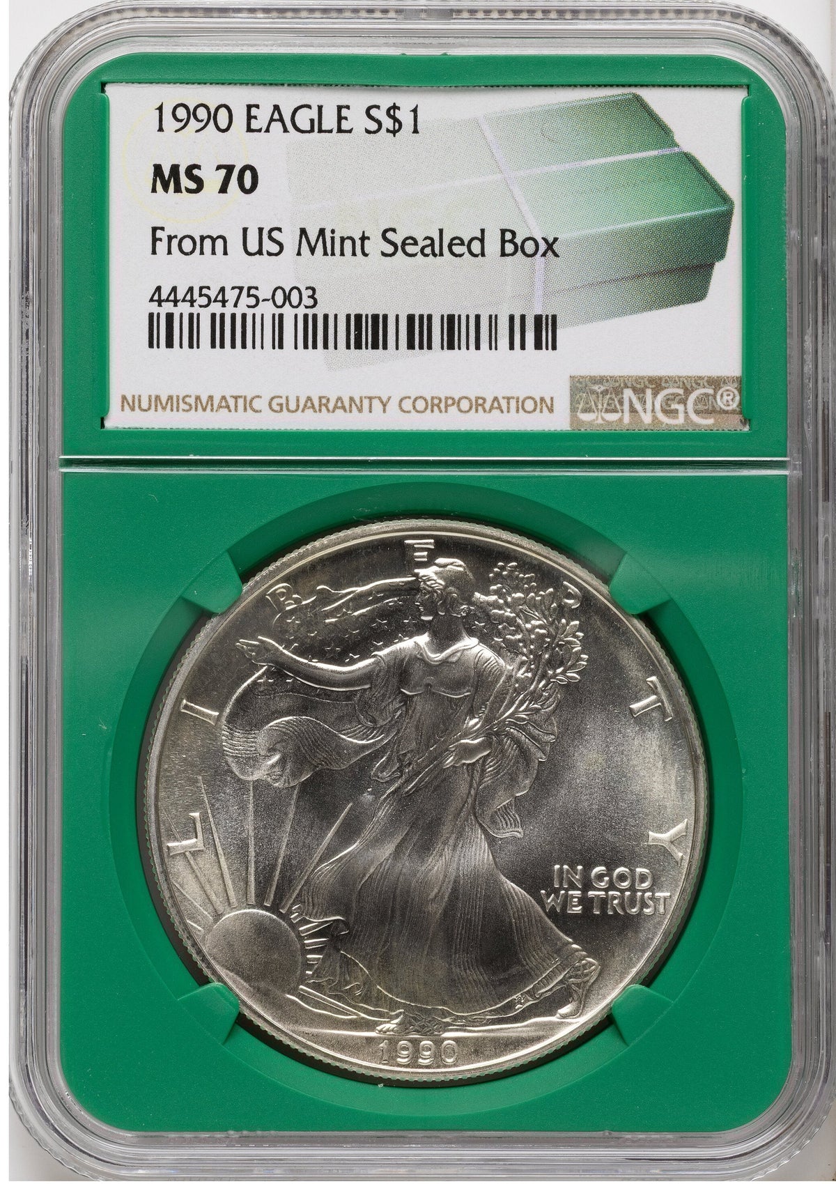 1990 Silver Eagle Monster Box From US Mint Sealed Box Green Core Label NGC MS70