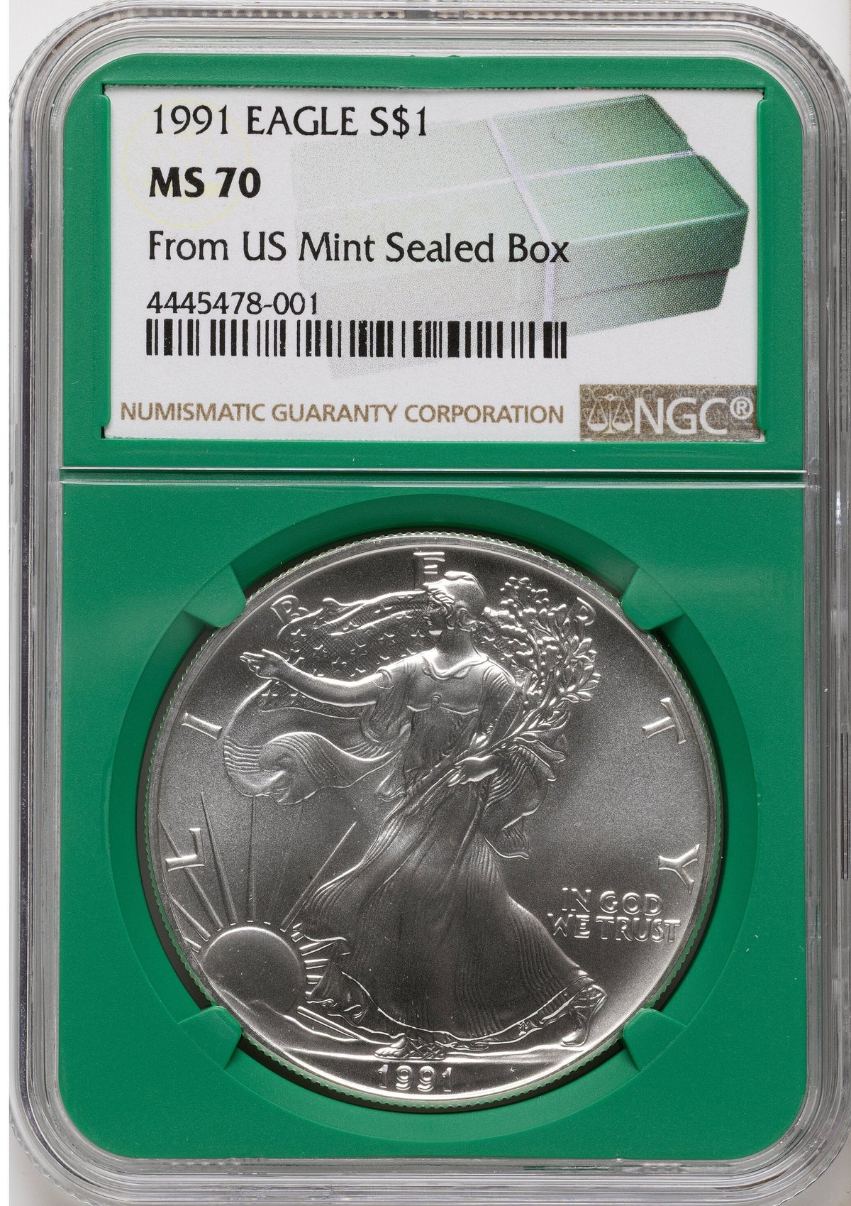 1991 Silver Eagle Monster Box From US Mint Sealed Box Green Core Label NGC MS70