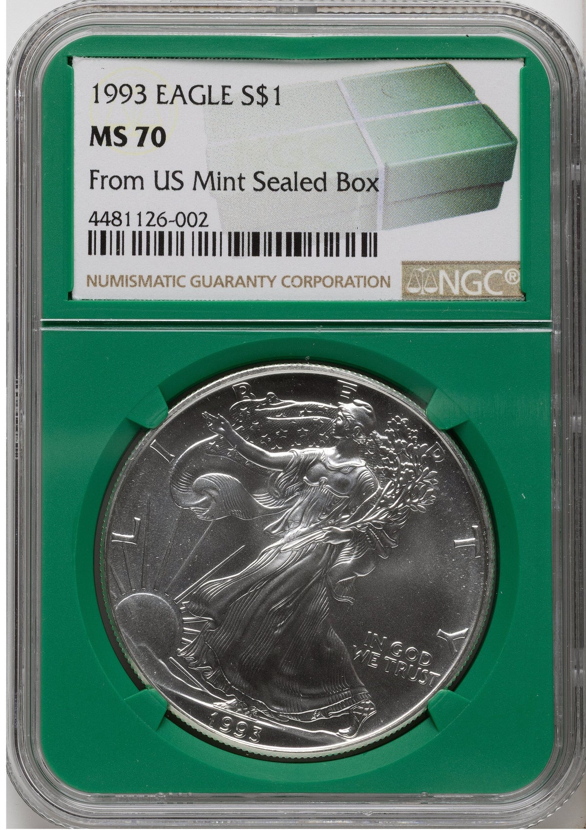 1993 Silver Eagle Monster Box From US Mint Sealed Box Green Core Label NGC MS70