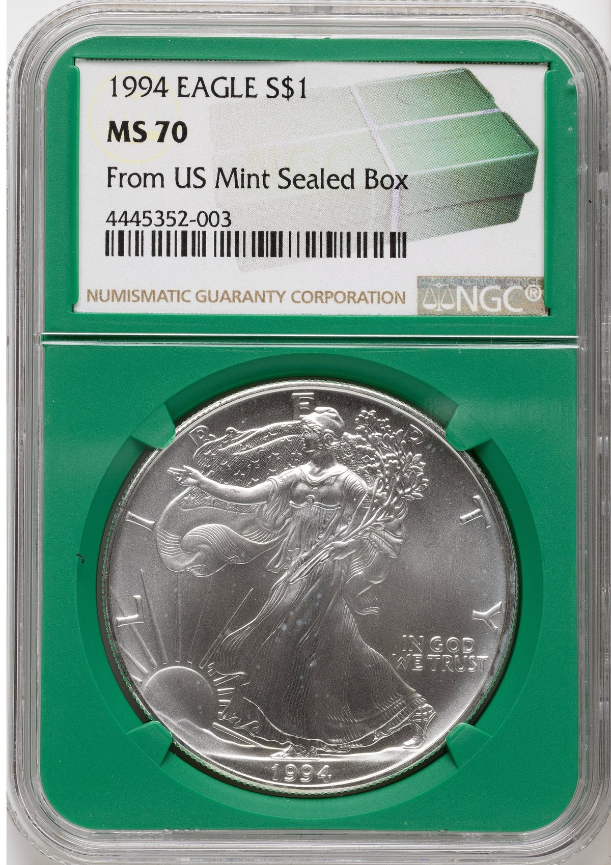 1994 Silver Eagle Monster Box From US Mint Sealed Box Green Core Label NGC MS70