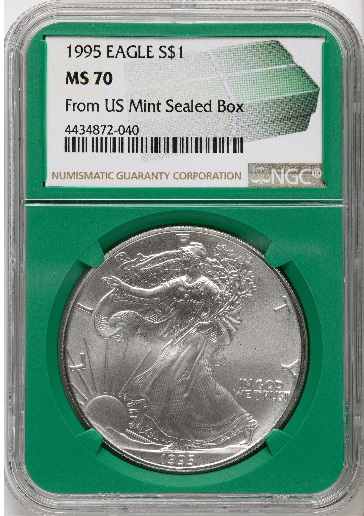 1995 Silver Eagle Monster Box From US Mint Sealed Box Green Core Label NGC MS70