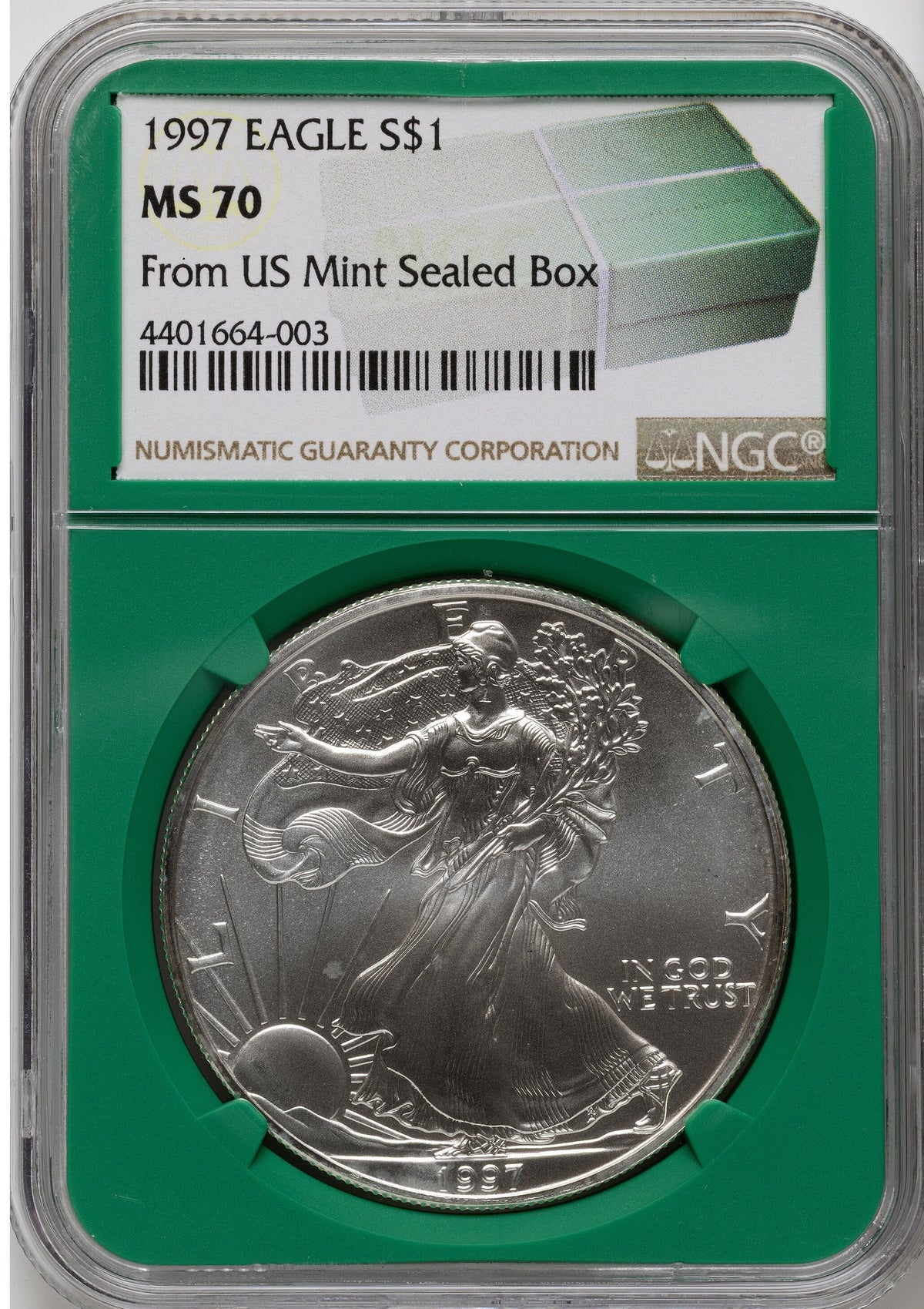 1997 Silver Eagle Monster Box From US Mint Sealed Box Green Core Label NGC MS70