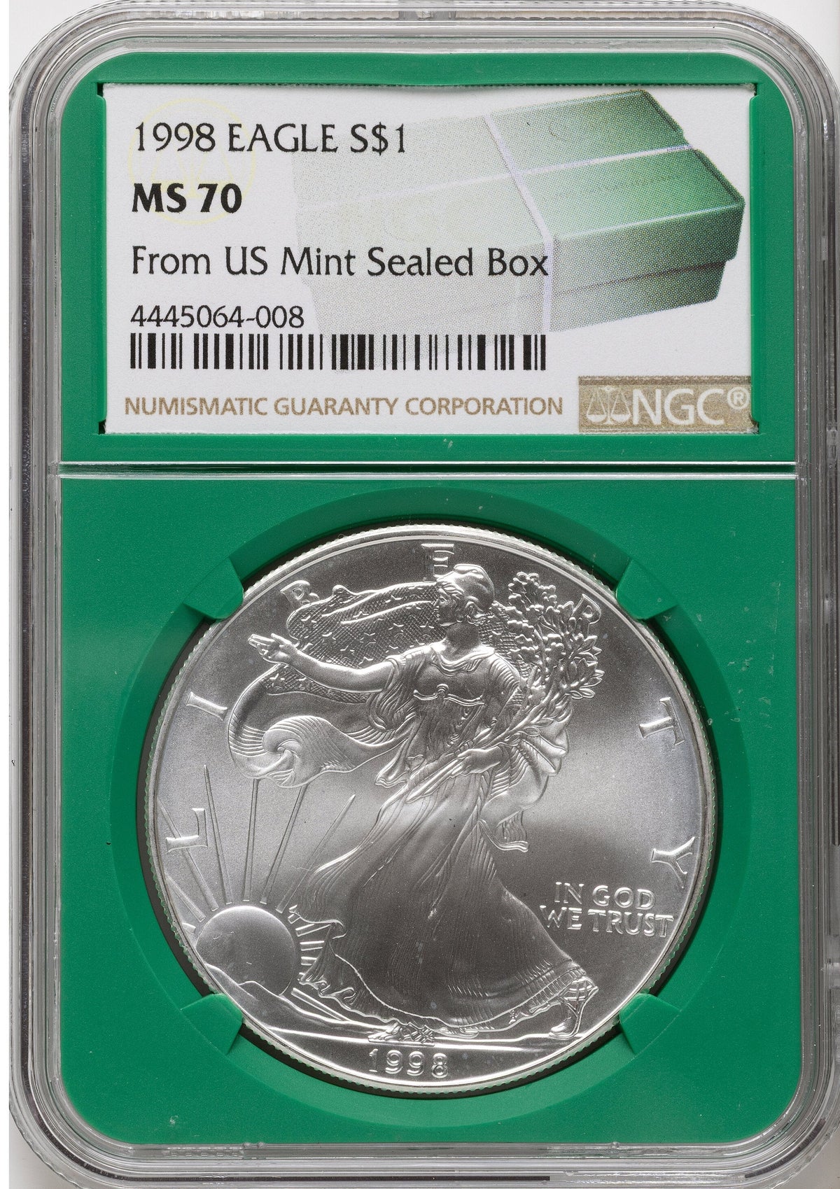 1998 Silver Eagle Monster Box From US Mint Sealed Box Green Core Label NGC MS70