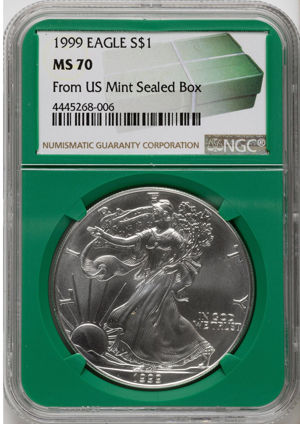 1999 Silver Eagle Monster Box From US Mint Sealed Box Green Core Label NGC MS70
