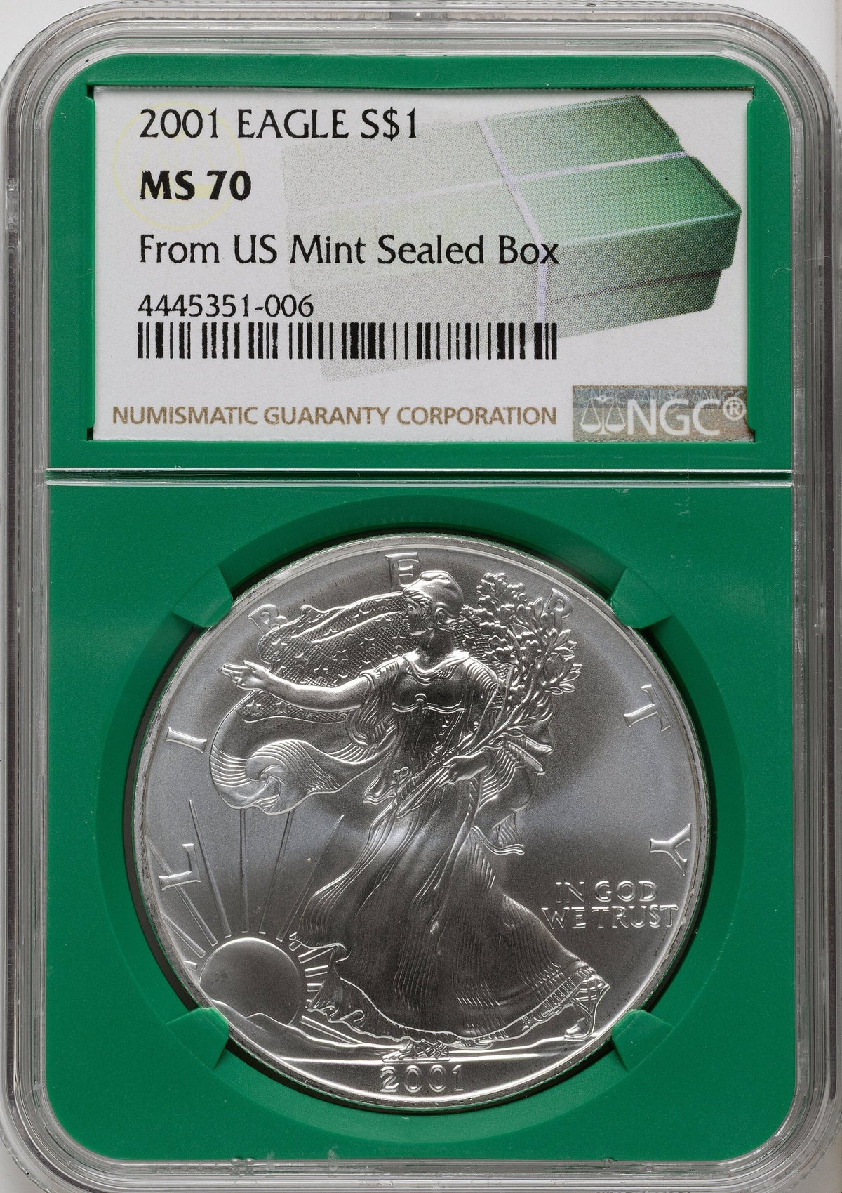 2001 Silver Eagle Monster Box From US Mint Sealed Box Green Core Label NGC MS70