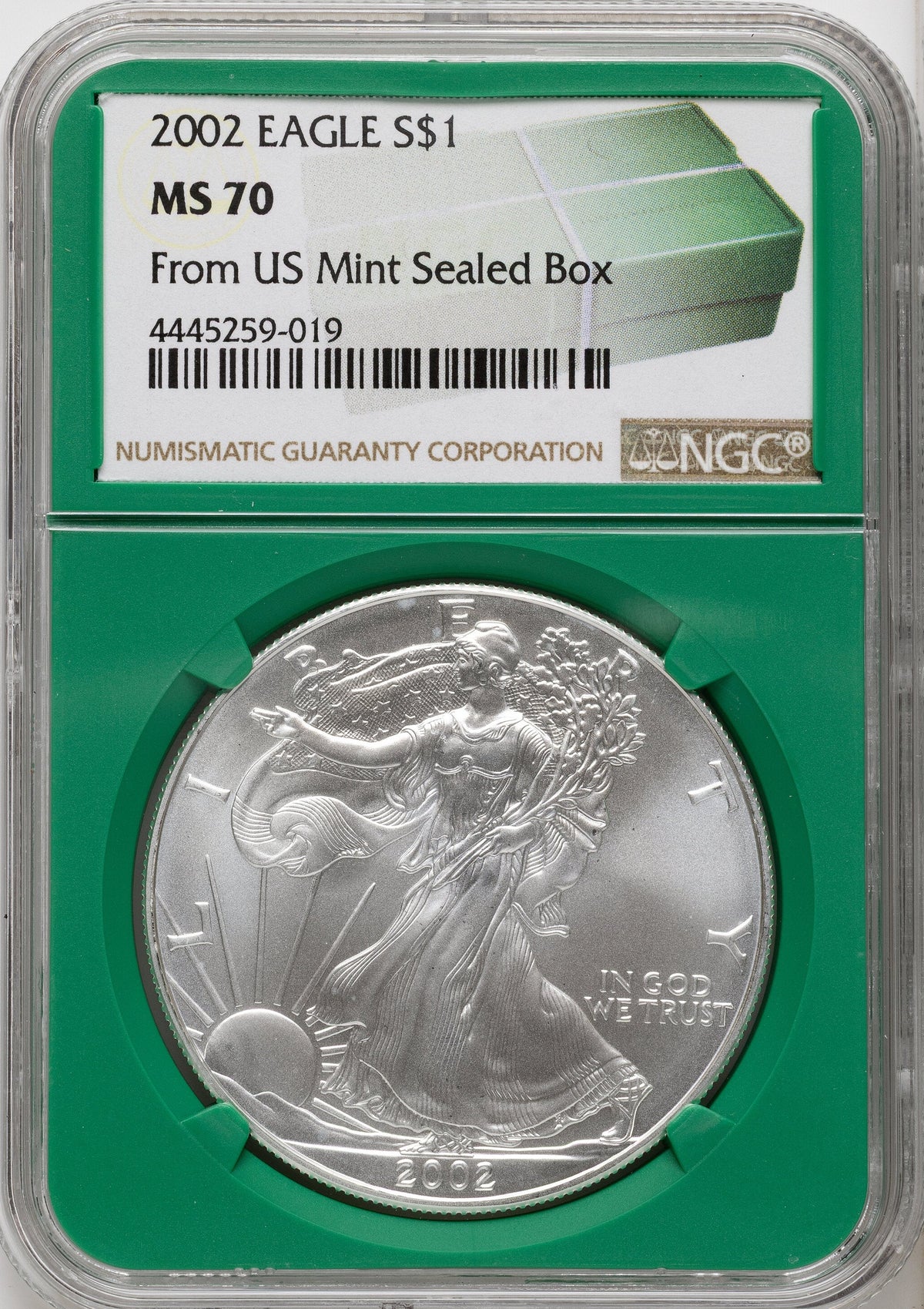 2002 Silver Eagle Monster Box From US Mint Sealed Box Green Core Label NGC MS70