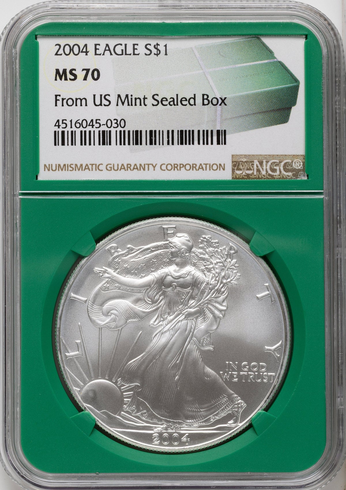 2004 Silver Eagle Monster Box From US Mint Sealed Box Green Core Label NGC MS70