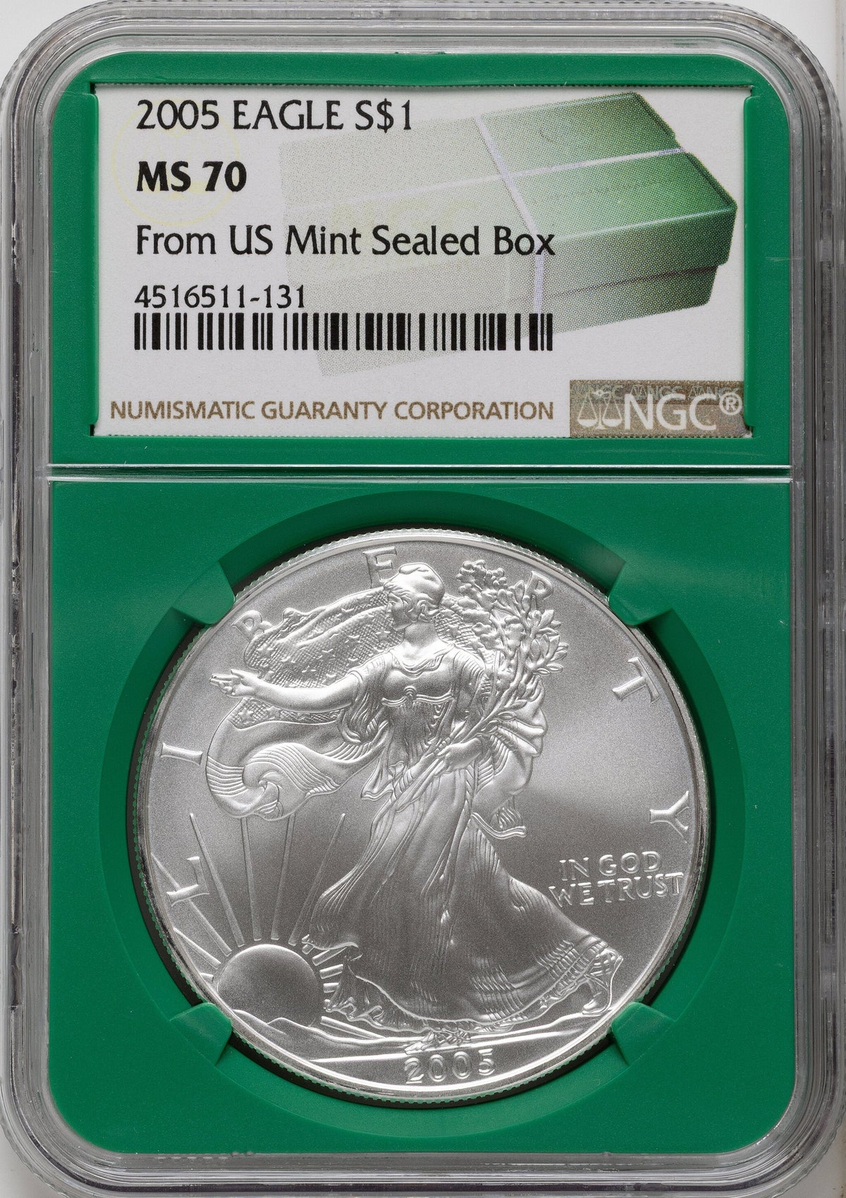 2005 Silver Eagle Monster Box From US Mint Sealed Box Green Core Label NGC MS70
