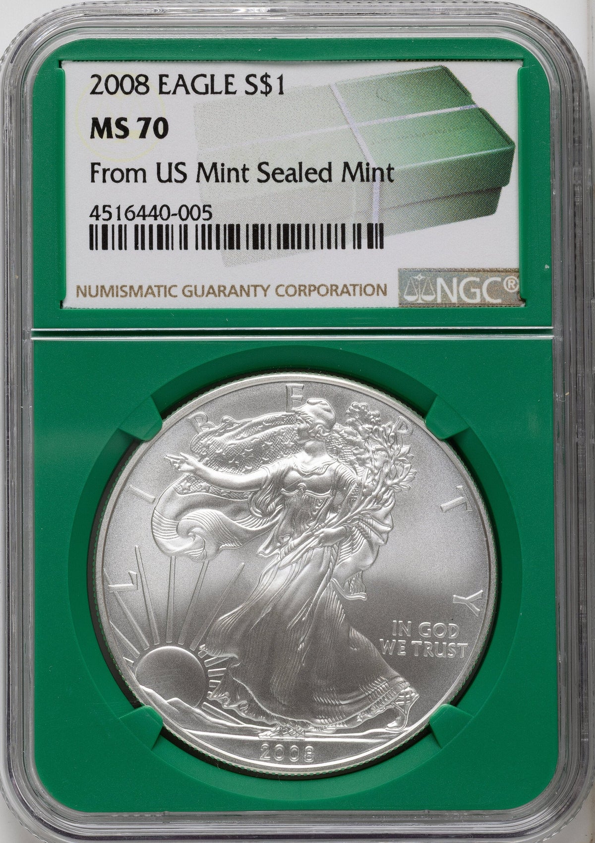 2008 Silver Eagle Monster Box From US Mint Sealed Box Green Core Label NGC MS70